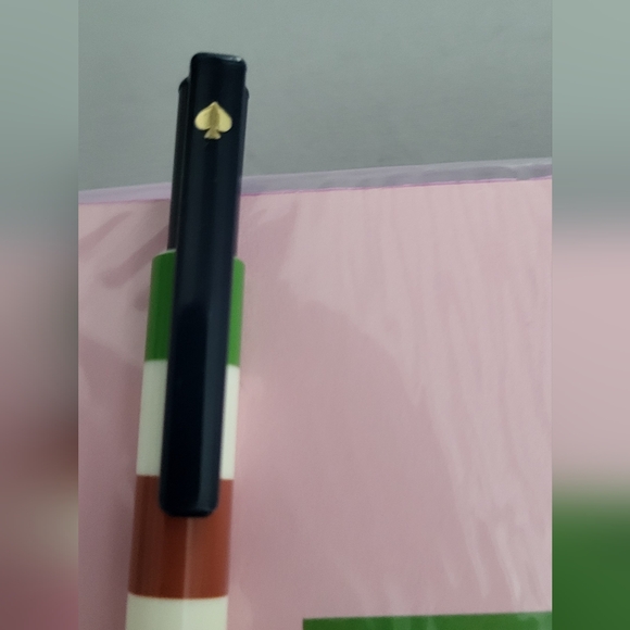 Kate Spade Pink Scalloped Notepad with Striped Pen - Picture 2 of 3